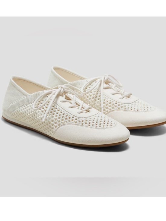 Vivaia Shoes - VIVAIA Yara Mesh Sneakerina Lace Up Flat Sneaker Cream Ivory Size 10